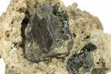 Octahedral Sphalerite and Epidote on Fluorite - Peru #257295-1